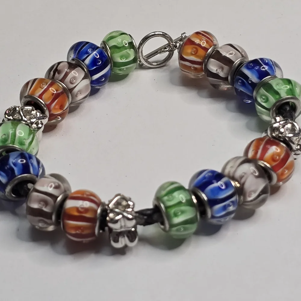 Treska Men's Large‎ Multicolor Beaded Charm Bracelet